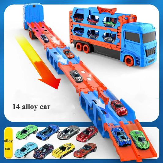 Large Car Transporter Truck Folding Track Racing Vehicle